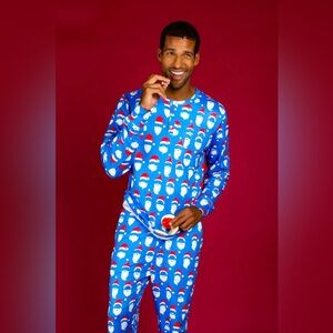 Shinesty "The 50 Shades of Santa" men's blue Christmas pajama set size medium